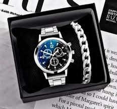 Business Steel Strap Round Dial Wrist Watch – Silver
